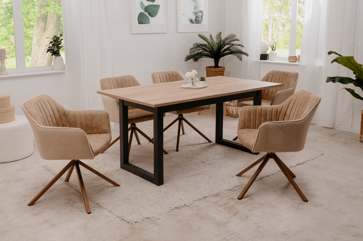 Finori Auszugtisch Denver 50 Eiche-Sonoma/Weiß/Artisan-Oak B/H/T 160-200 x 75 x 90 cm