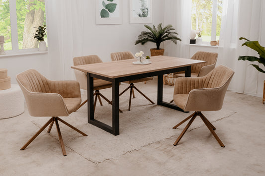Finori Auszugtisch Denver 50 Eiche-Sonoma/Weiß/Artisan-Oak B/H/T 160-200 x 75 x 90 cm