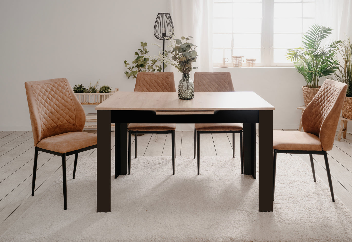 Finori Auszugtisch Birmingham Weiß/Artisan-Oak/Schwarz B/H/T 125-165 x 75 x 80 cm