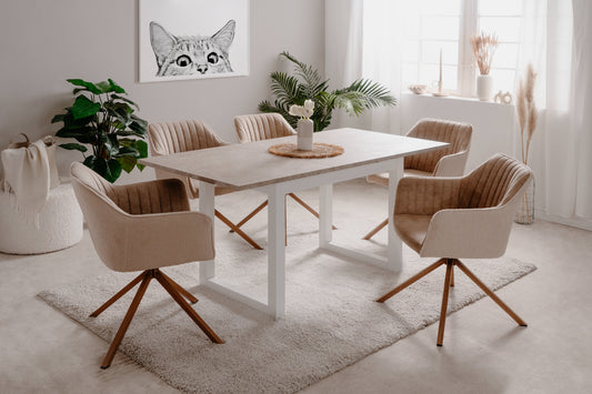 Finori Auszugtisch Houston 80 A Sandstein/Weiß B/H/T 160-200 x 75 x 90 cm