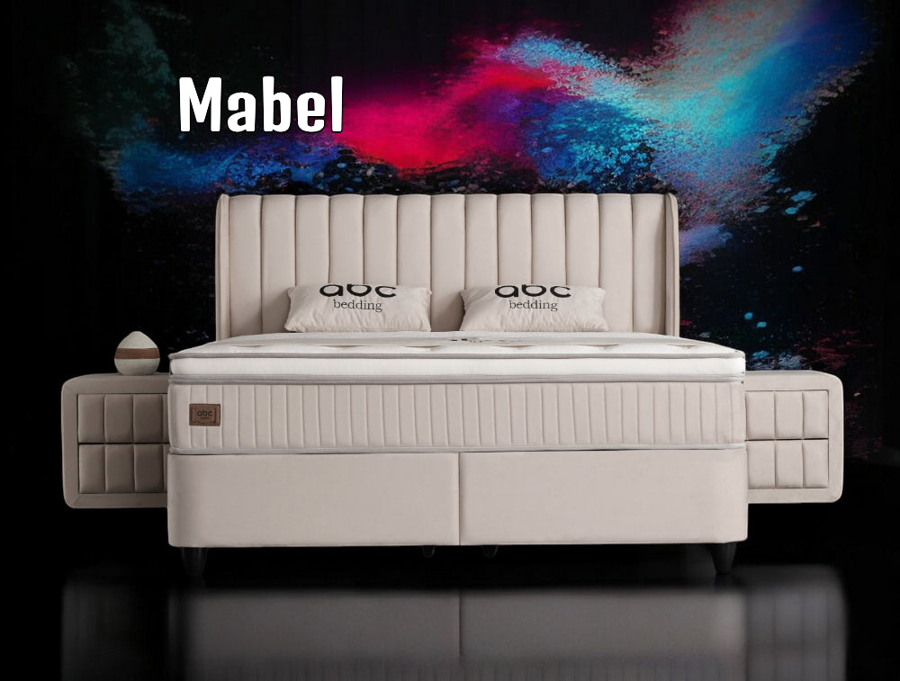 Boxspringbett Mabel Beige Voll-orthopädisches Komfortbett mit Bettkasten, Stauraum, inkl. kostenlose Lieferung und Montage