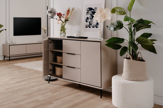 Finori Kombikommode mit Schubladen Arona Sand/Schwarz ca. B/H/T 135 x 90 x 38 cm