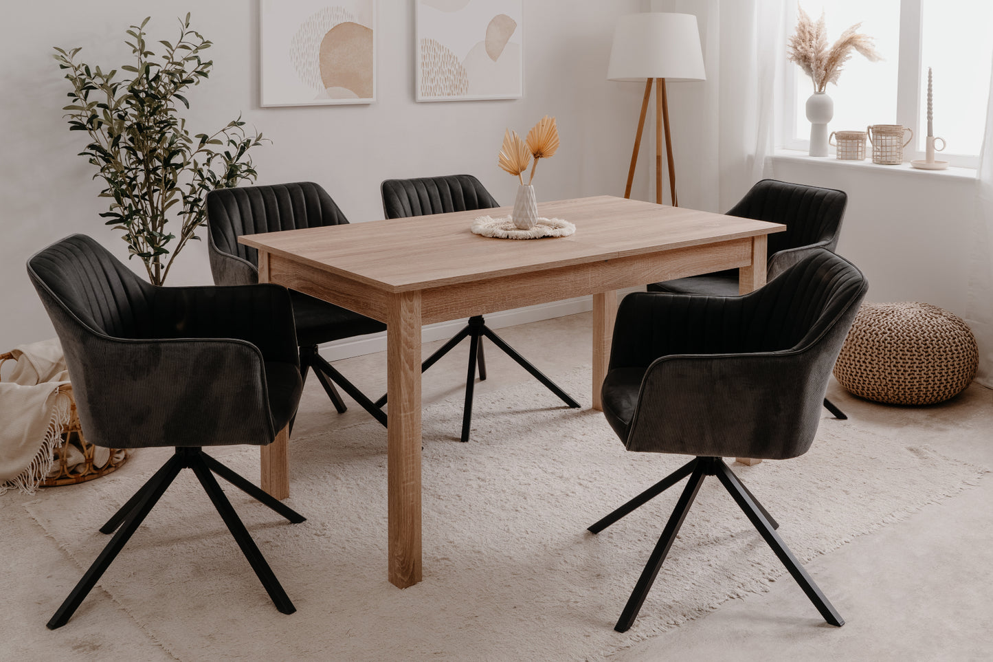 Finori Auszugtisch Coburg Eiche-Sonoma/Weiß/Artisan-Oak B/H/T 120-160 x 76 x 70 cm