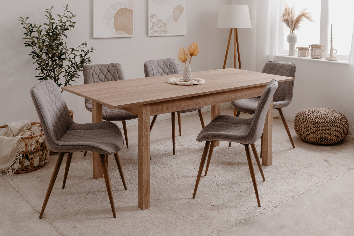 Finori Auszugtisch Coburg Eiche-Sonoma/Weiß/Artisan-Oak B/H/T 120-160 x 76 x 70 cm