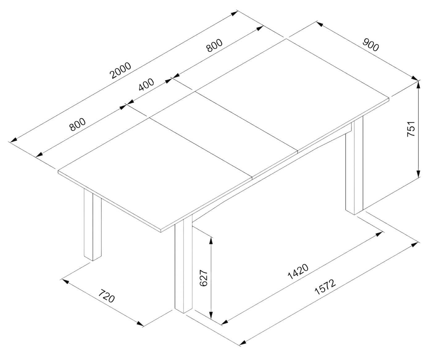Finori Auszugtisch Boobang Bambusoptik B/H/T 160-200 x 75 x 90 cm