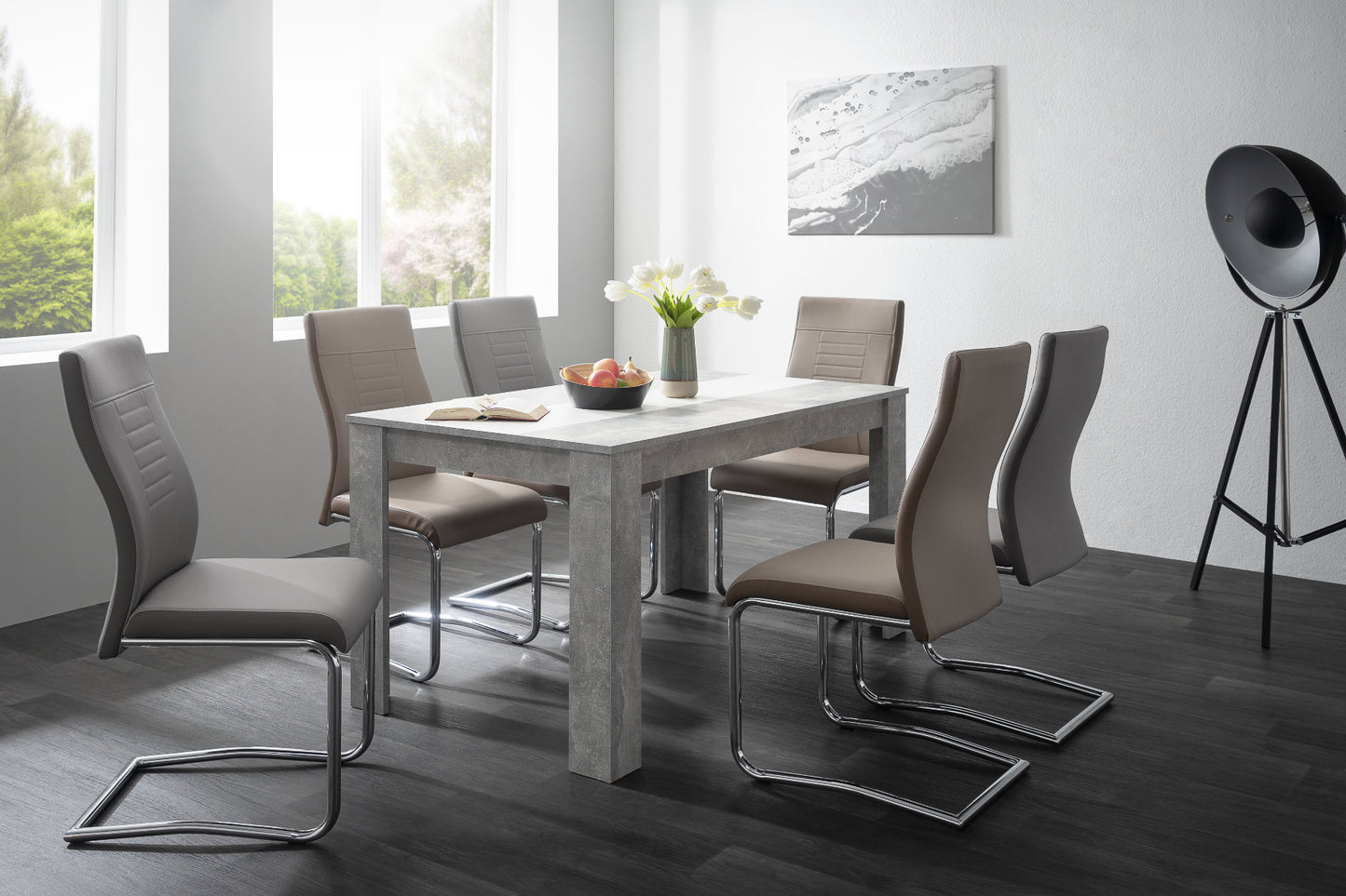 Finori Esstisch Niklas Beton-optik/Eiche-Sonoma B/H/T 138 x 74 x 80 cm
