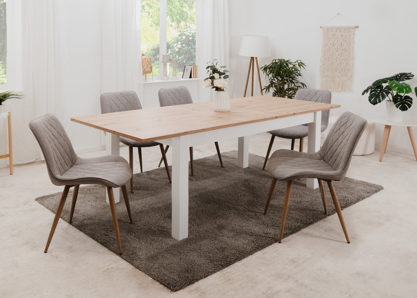 Finori Auszugtisch Bergen Artisan-Oak/Weiß B/H/T 160-215 x 75 x 90 cm