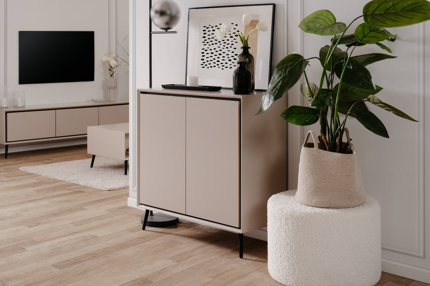 Finori Kommode Arona Sand/Schwarz ca. B/H/T 90 x 90 x 38 cm