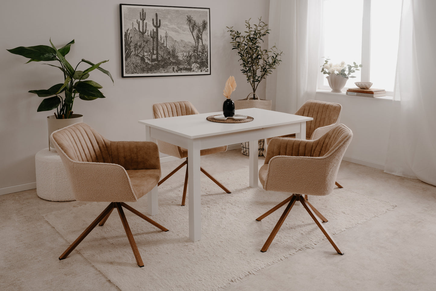 Finori Auszugtisch Coburg Eiche-Sonoma/Weiß/Artisan-Oak B/H/T 120-160 x 76 x 70 cm