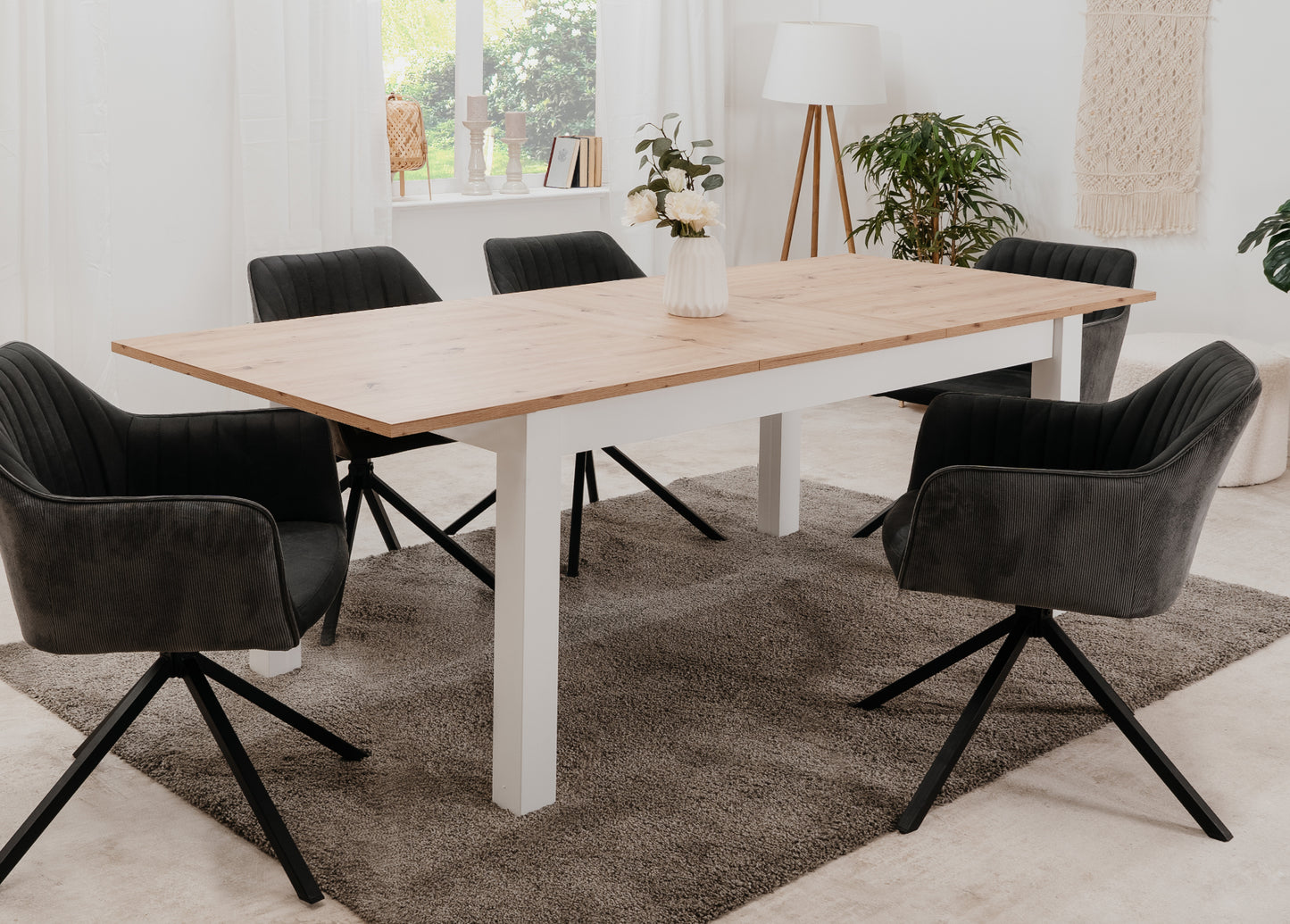 Finori Auszugtisch Bergen Artisan-Oak/Weiß B/H/T 160-215 x 75 x 90 cm