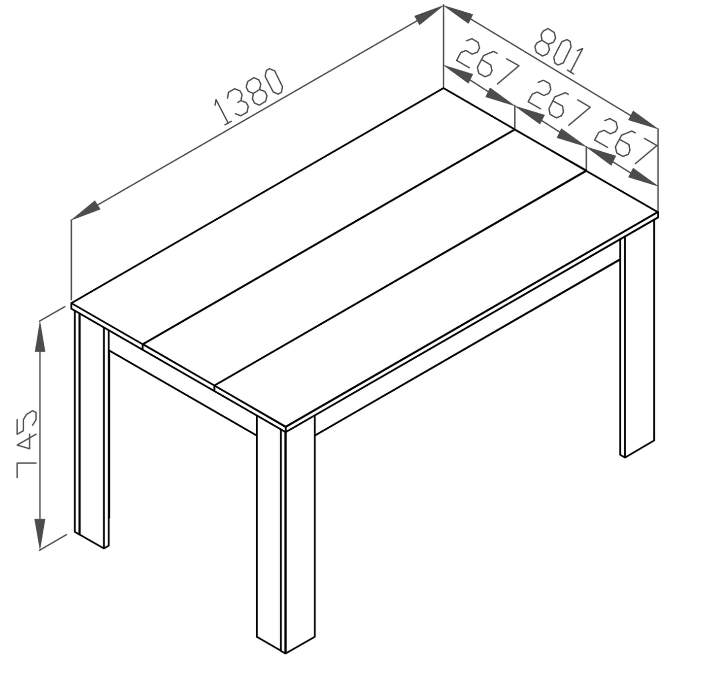 Finori Esstisch Niklas Beton-optik/Eiche-Sonoma B/H/T 138 x 74 x 80 cm