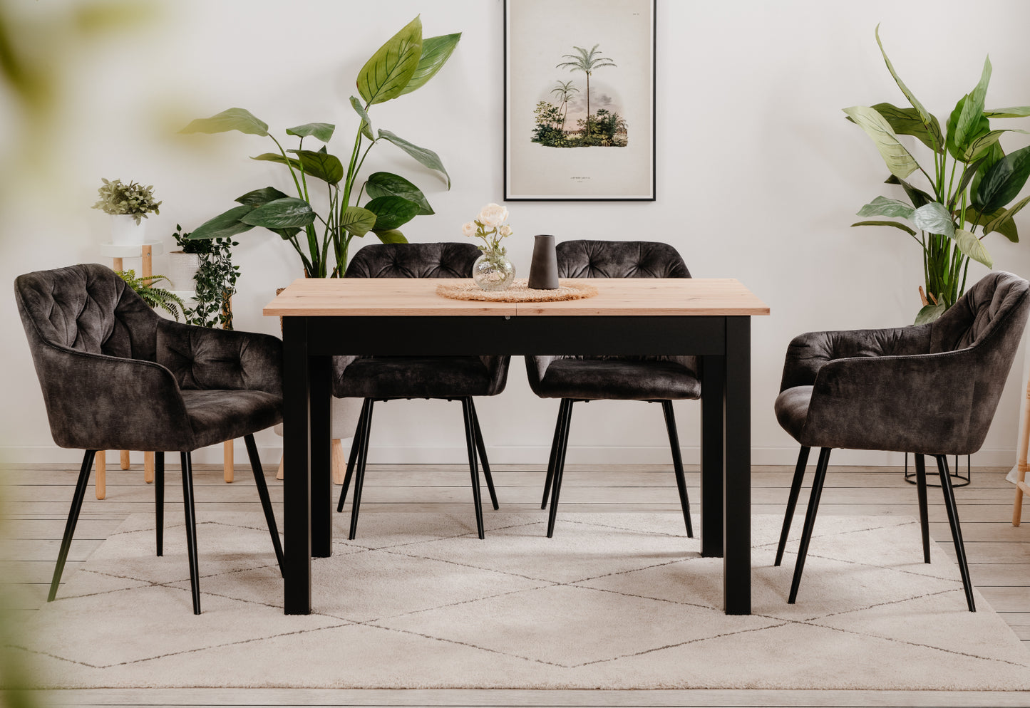 Finori Auszugtisch Coburg Eiche-Sonoma/Weiß/Artisan-Oak B/H/T 120-160 x 76 x 70 cm