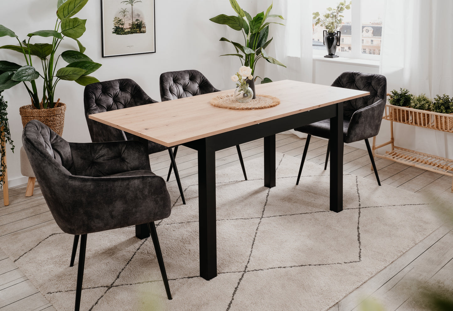 Finori Auszugtisch Coburg Eiche-Sonoma/Weiß/Artisan-Oak B/H/T 120-160 x 76 x 70 cm