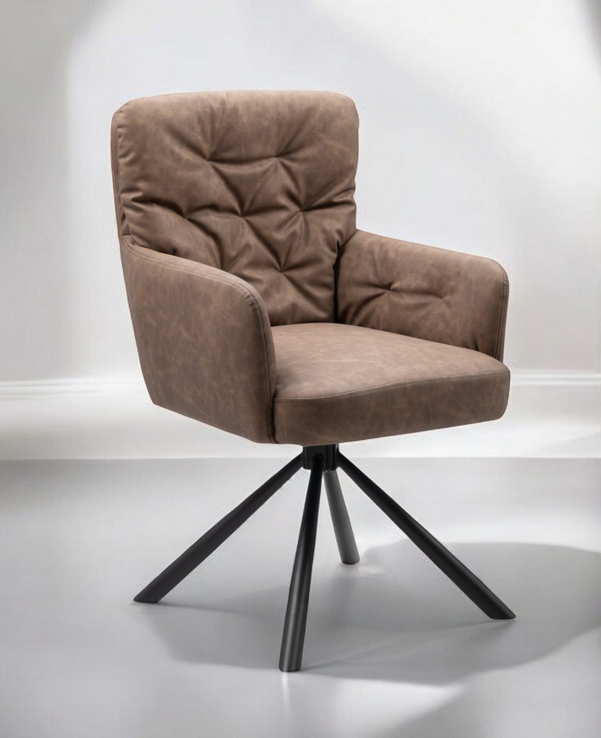 Finori Polsterstuhl Bobby 70A mit Armlehnen drehbar Lederoptik Braun B/H/T ca. 60 x 93 x 47 cm