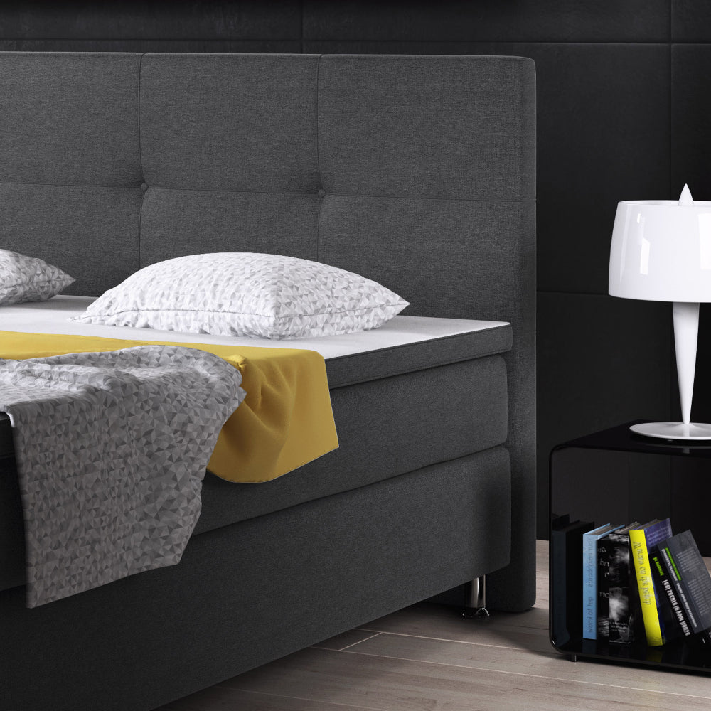 Boxspringbett M03-Mainz Anthrazit - Schwarz Breite 180 x 200 cm