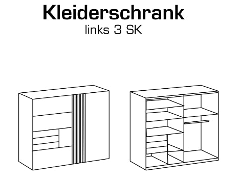 Schwebetürenschrank Coburg mit Schubladen B/H/T ca. 180 x 198 x 65 cm