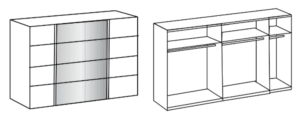 Schwebetürenschrank Bern mit Spiegeltür B/H/T ca. 270/313/360 x 236 x 64 cm