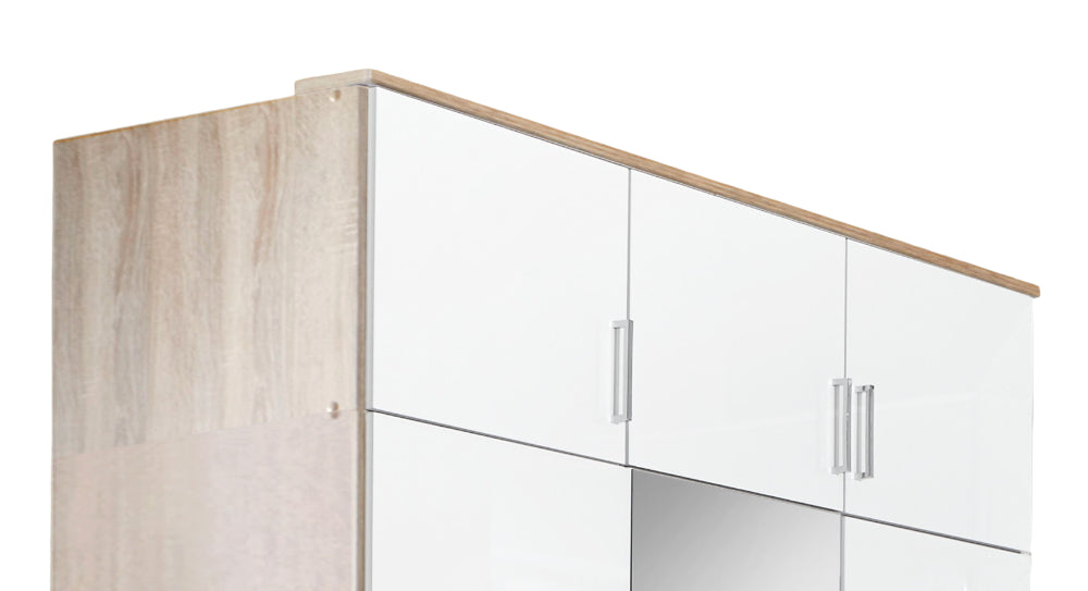 Drehtürenschrank Schranksystem Clack Hochglanz mit/ohne Spiegel und Schubladen B/H/T ca. 90/135/180 x 199 x 58 cm