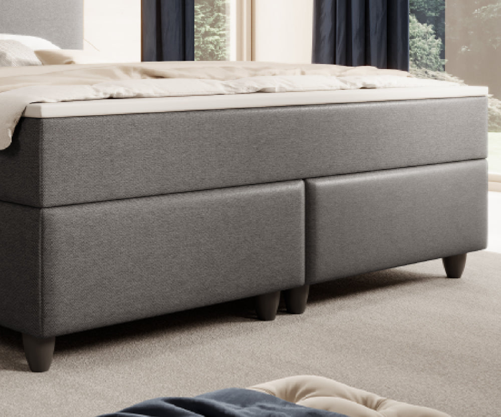 Boxspringbett M04-Amelia Anthrazit - Beige - Schwarz - Grau Breite 180 x 200 cm