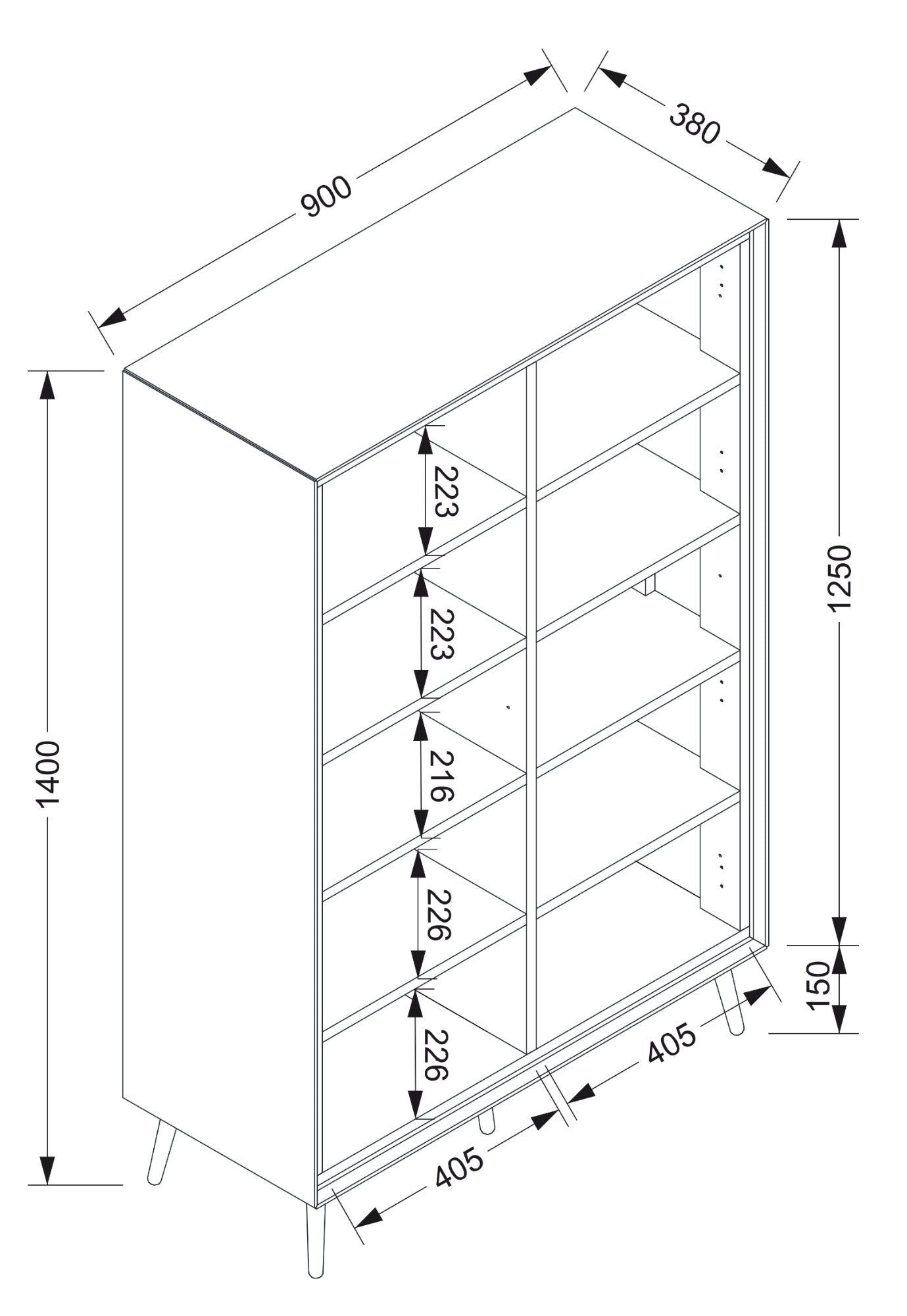 Finori Highboard mit Schubladen Arona Sand/Schwarz ca. B/H/T 90 x 140 x 38 cm