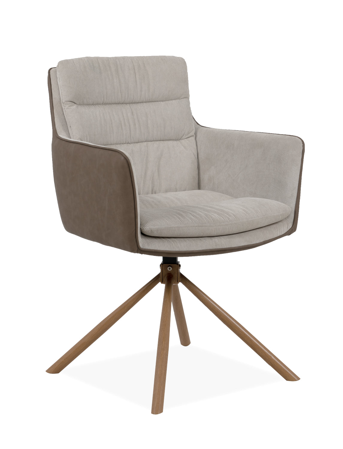 Finori Polsterstuhl Logan 70A mit Armlehnen drehbar Cord Beige/Anthrazit B/H/T ca. 59 x 88 x 63 cm
