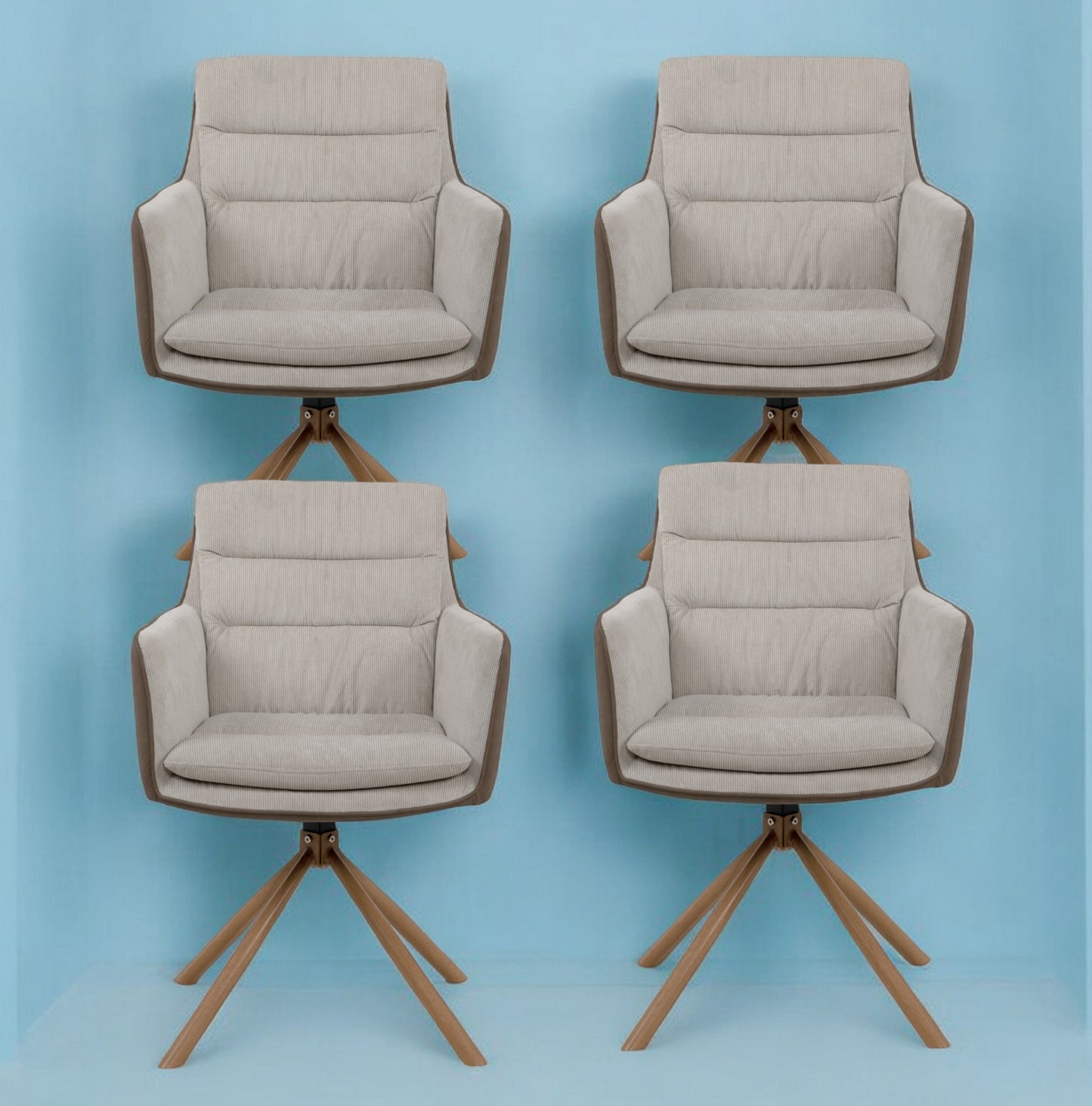 Finori Polsterstuhl Logan 70A mit Armlehnen drehbar Cord Beige/Anthrazit B/H/T ca. 59 x 88 x 63 cm