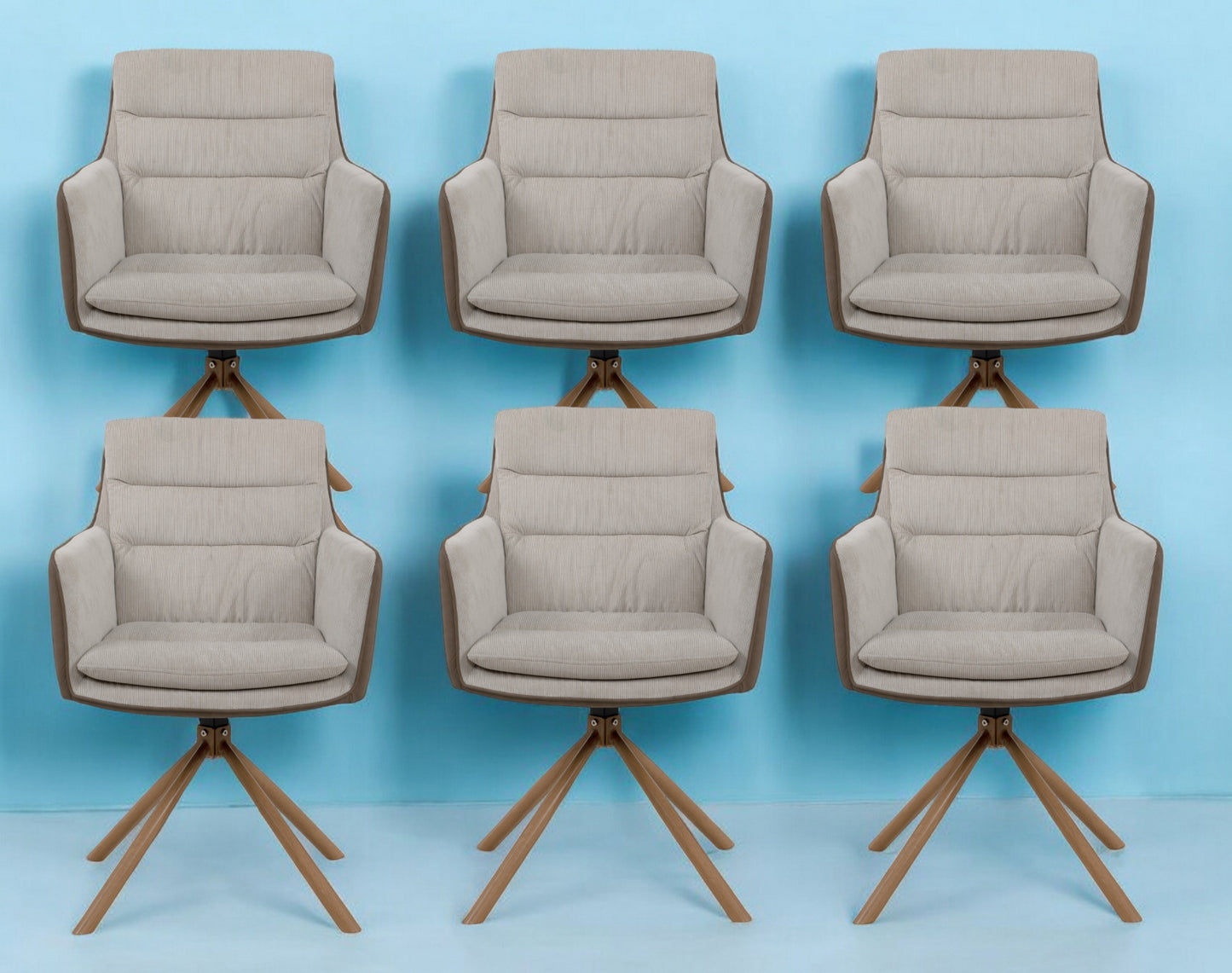 Finori Polsterstuhl Logan 70A mit Armlehnen drehbar Cord Beige/Anthrazit B/H/T ca. 59 x 88 x 63 cm