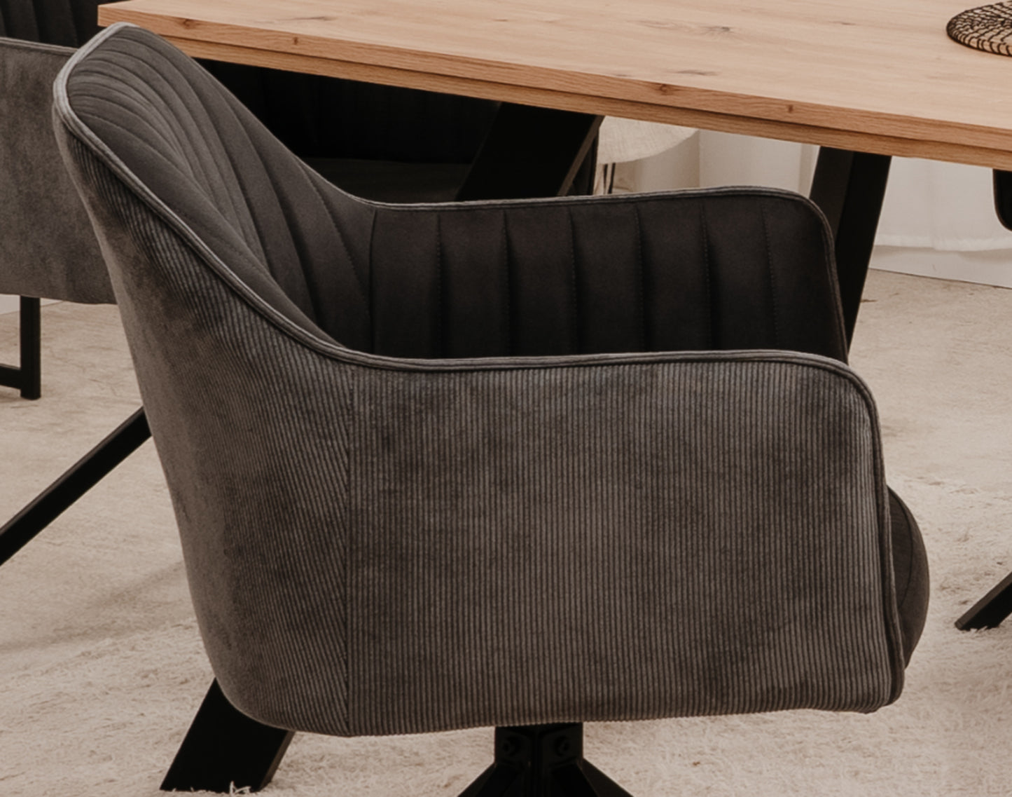 Finori Polsterstuhl Ray 70A mit Armlehnen drehbar Grau/Beige B/H/T ca. 58,5 x 81 x 60 cm