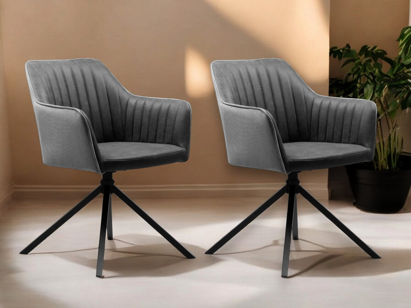 Finori Polsterstuhl Ray 70A mit Armlehnen drehbar Grau/Beige B/H/T ca. 58,5 x 81 x 60 cm