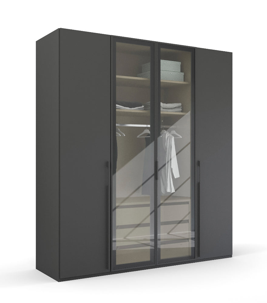 Drehtürenschrank Skat Shine mit Transparenten Grauglas Höhe 223 cm - Ausstattung Basic oder Premium