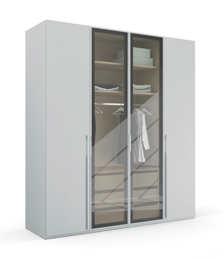 Drehtürenschrank Skat Shine mit Transparenten Grauglas Höhe 223 cm - Ausstattung Basic oder Premium