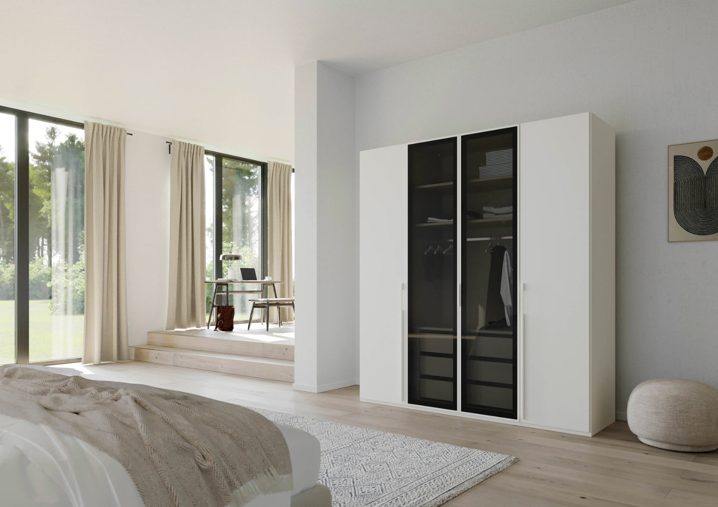 Drehtürenschrank Skat Shine mit Transparenten Grauglas Höhe 223 cm - Ausstattung Basic oder Premium