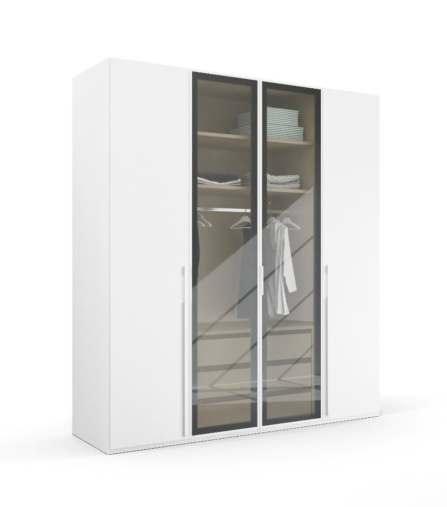 Drehtürenschrank Skat Shine mit Transparenten Grauglas Höhe 223 cm - Ausstattung Basic oder Premium