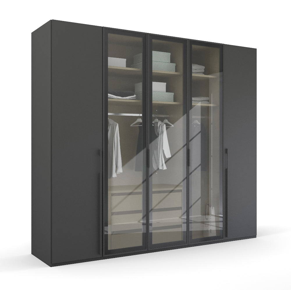 Drehtürenschrank Skat Shine mit Transparenten Grauglas Höhe 223 cm - Ausstattung Basic oder Premium