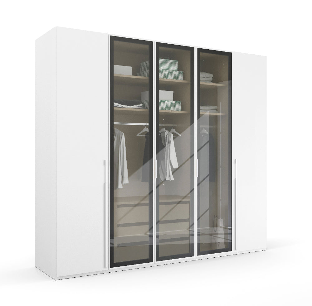 Drehtürenschrank Skat Shine mit Transparenten Grauglas Höhe 223 cm - Ausstattung Basic oder Premium