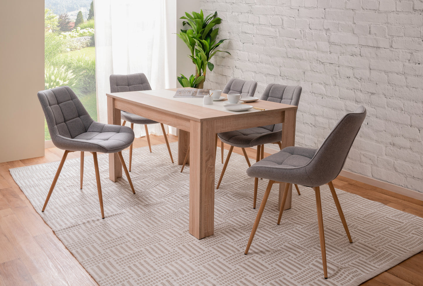 Finori Esstisch Niklas Beton-optik/Eiche-Sonoma B/H/T 138 x 74 x 80 cm