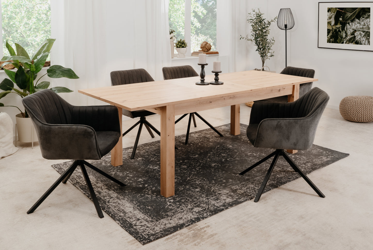 Finori Polsterstuhl Ray 70A mit Armlehnen drehbar Grau/Beige B/H/T ca. 58,5 x 81 x 60 cm