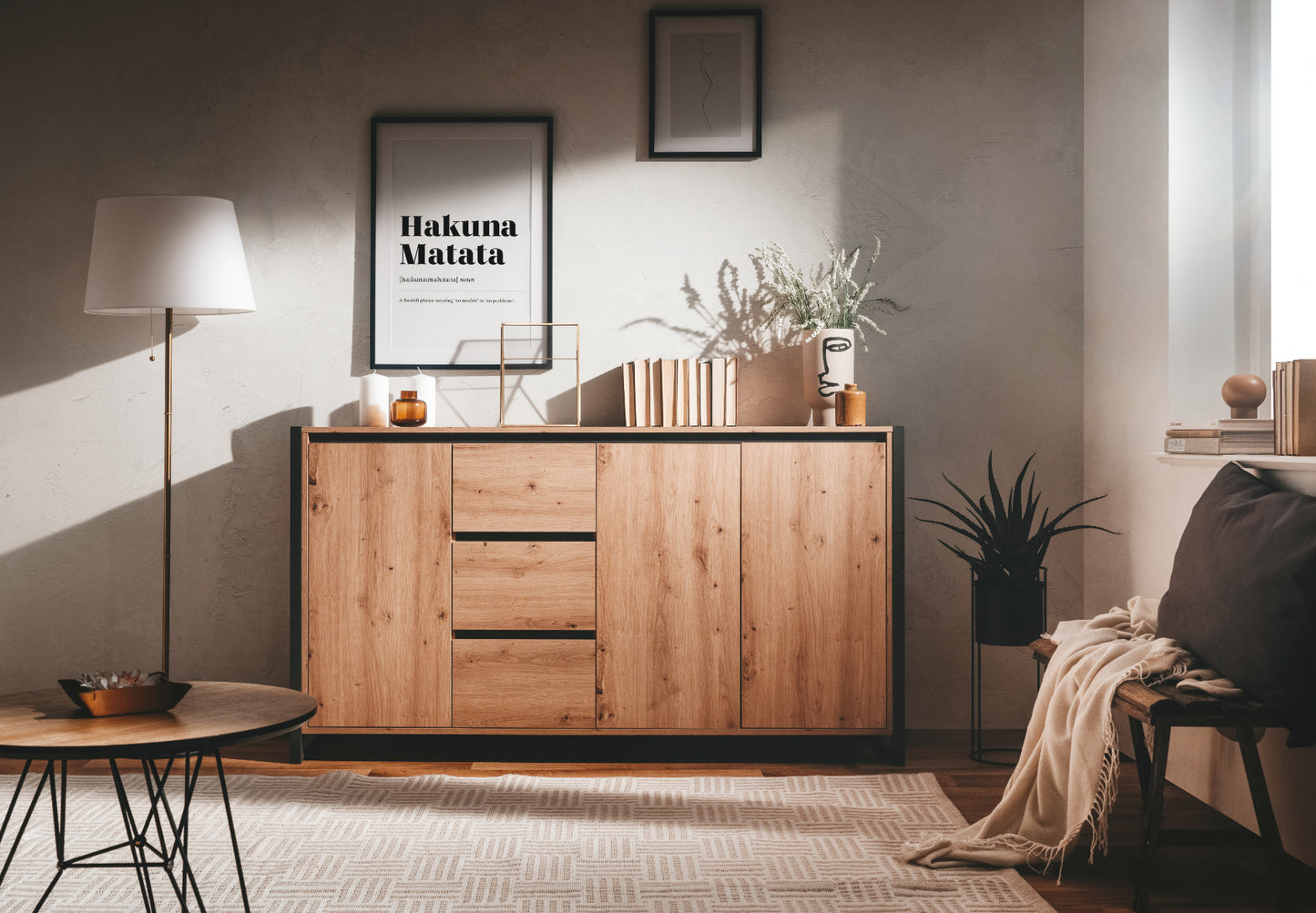 Wohnzimmer-Set Finori Denver Artisan-Oak/Anthrazit 3-teilig