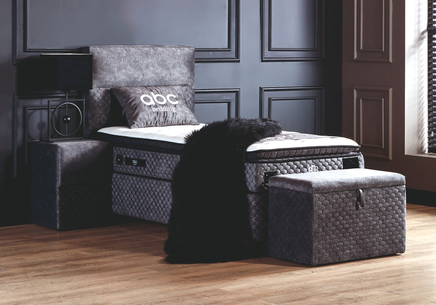 Boxspringbett Babylon Dunkelgrau/Anthrazit Voll-orthopädisches Komfortbett mit Bettkasten, Stauraum, inkl. kostenlose Lieferung und Montage