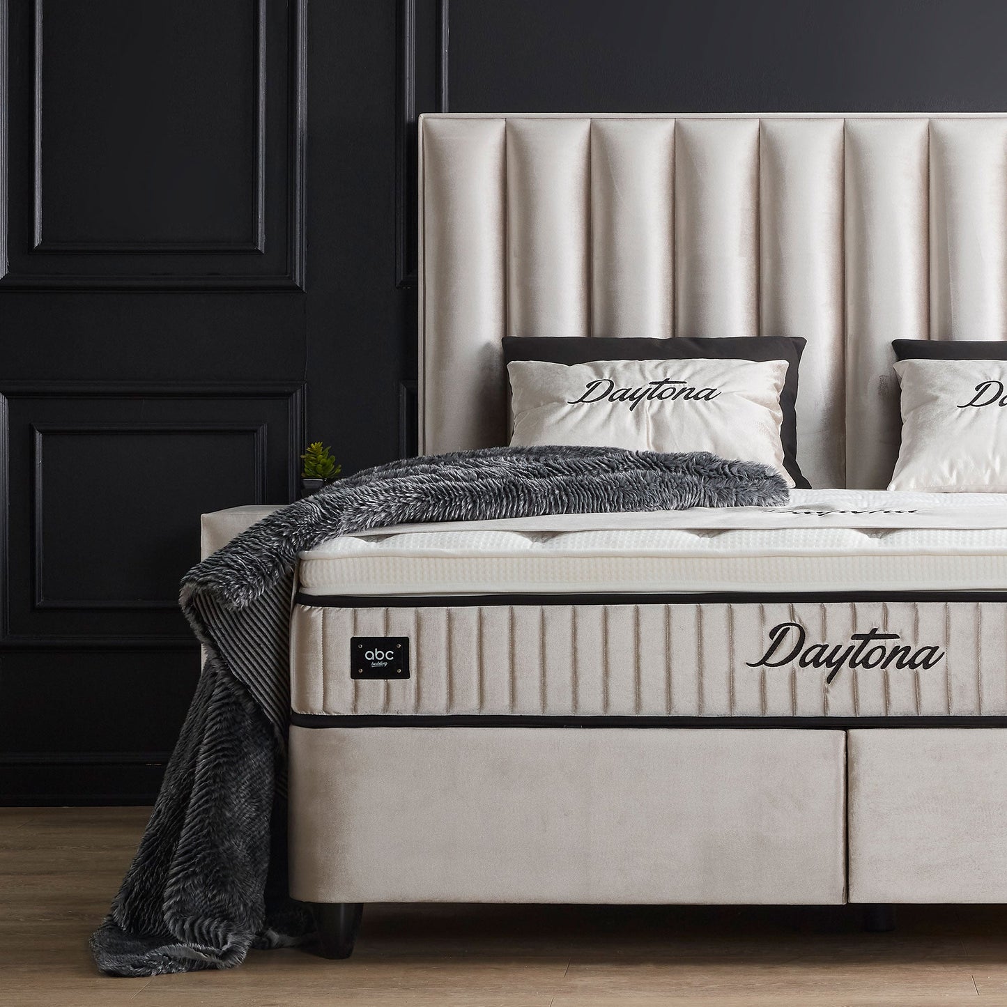 Boxspringbett Daytona Beige Voll-orthopädisches Komfortbett mit Bettkasten, Stauraum, inkl. kostenlose Lieferung und Montage