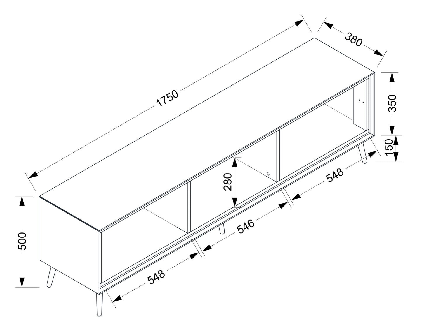 Finori TV Lowboard Arona Sand/Schwarz ca. B/H/T 175 x 50 x 38 cm