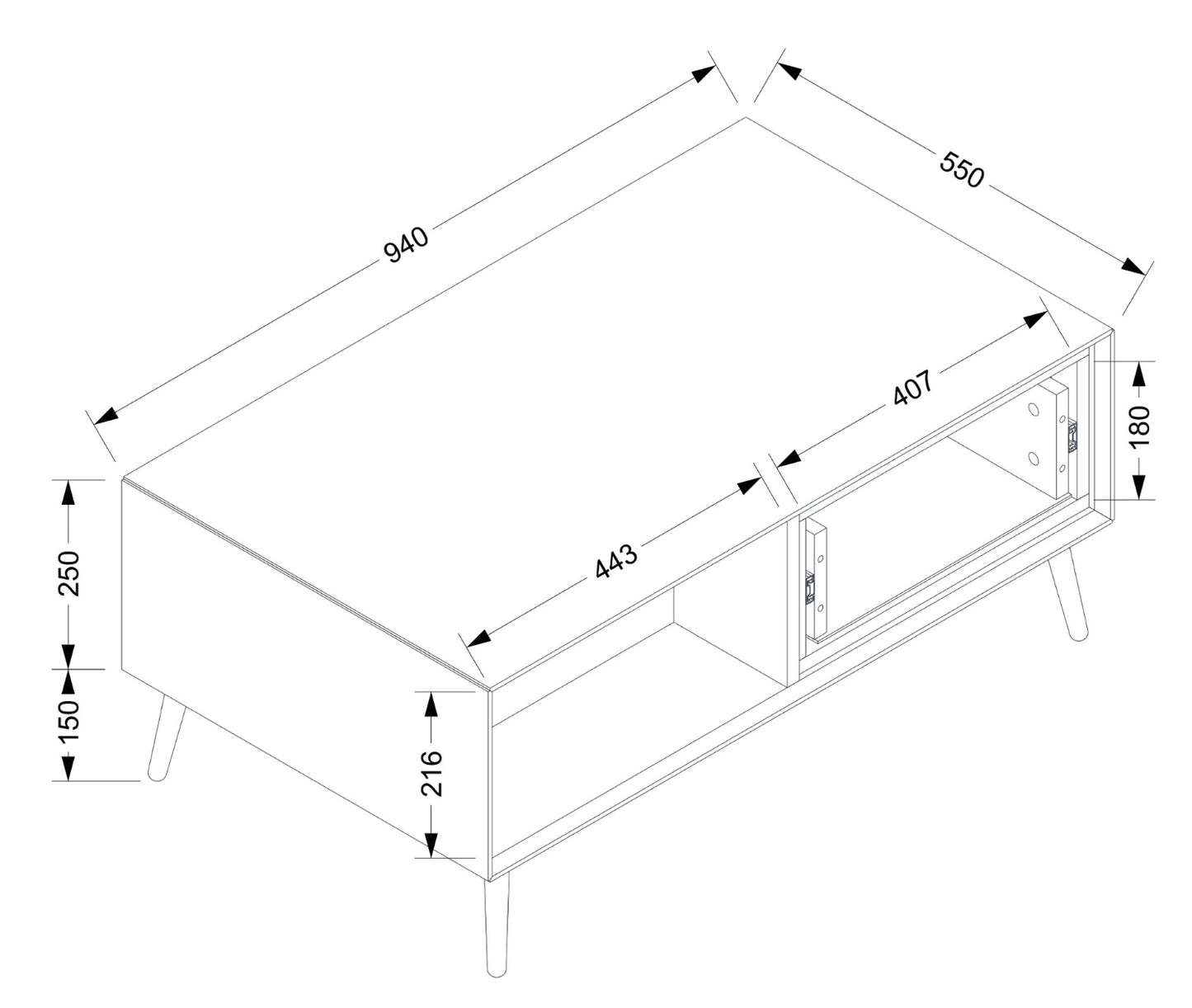 Finori Couchtisch Sand/Schwarz ca. B/H/T 94 x 40 x 55 cm