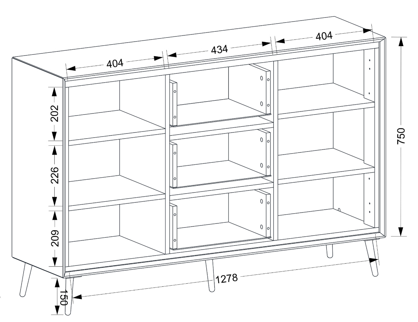Finori Kombikommode mit Schubladen Arona Sand/Schwarz ca. B/H/T 135 x 90 x 38 cm
