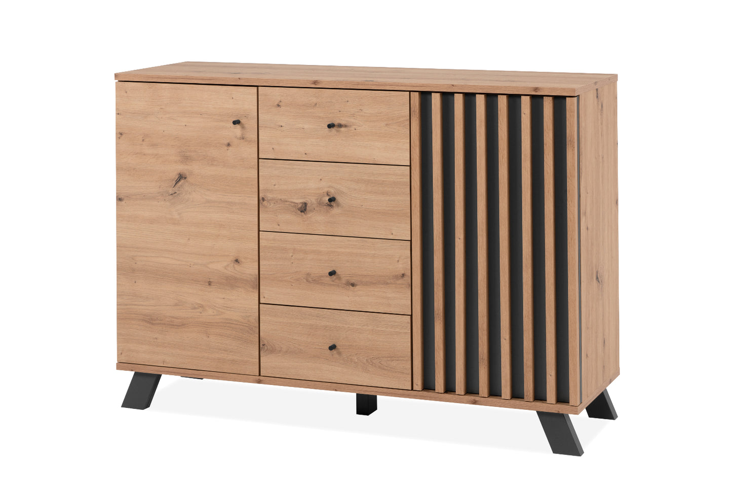 Finori Kombikommode Medan 01 B Artisan-Oak/Anthrazit mit Lamelenelementen ca. B/H/T 118 x 85 x 40 cm