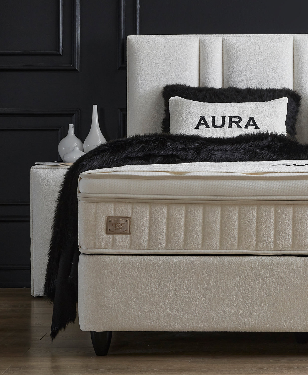 Boxspringbett Aura Cremeweiß Voll-orthopädisches Komfortbett mit Bettkasten, Stauraum, inkl. kostenlose Lieferung und Montage