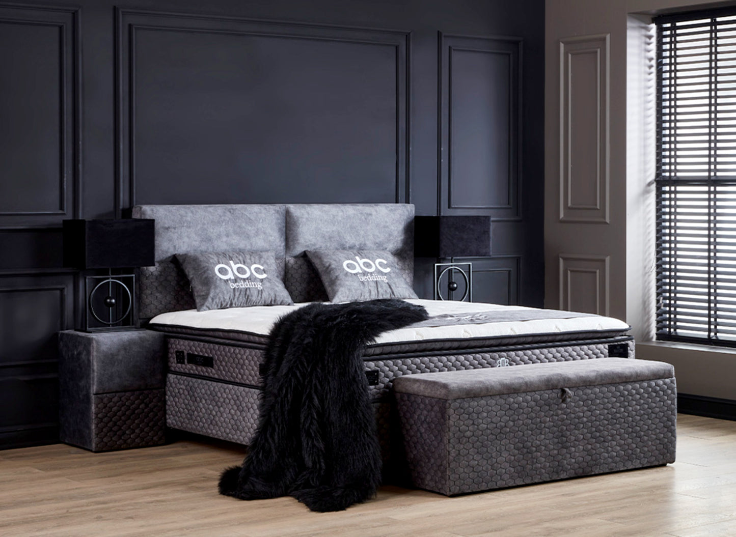 Boxspringbett Babylon Dunkelgrau/Anthrazit Voll-orthopädisches Komfortbett mit Bettkasten, Stauraum, inkl. kostenlose Lieferung und Montage