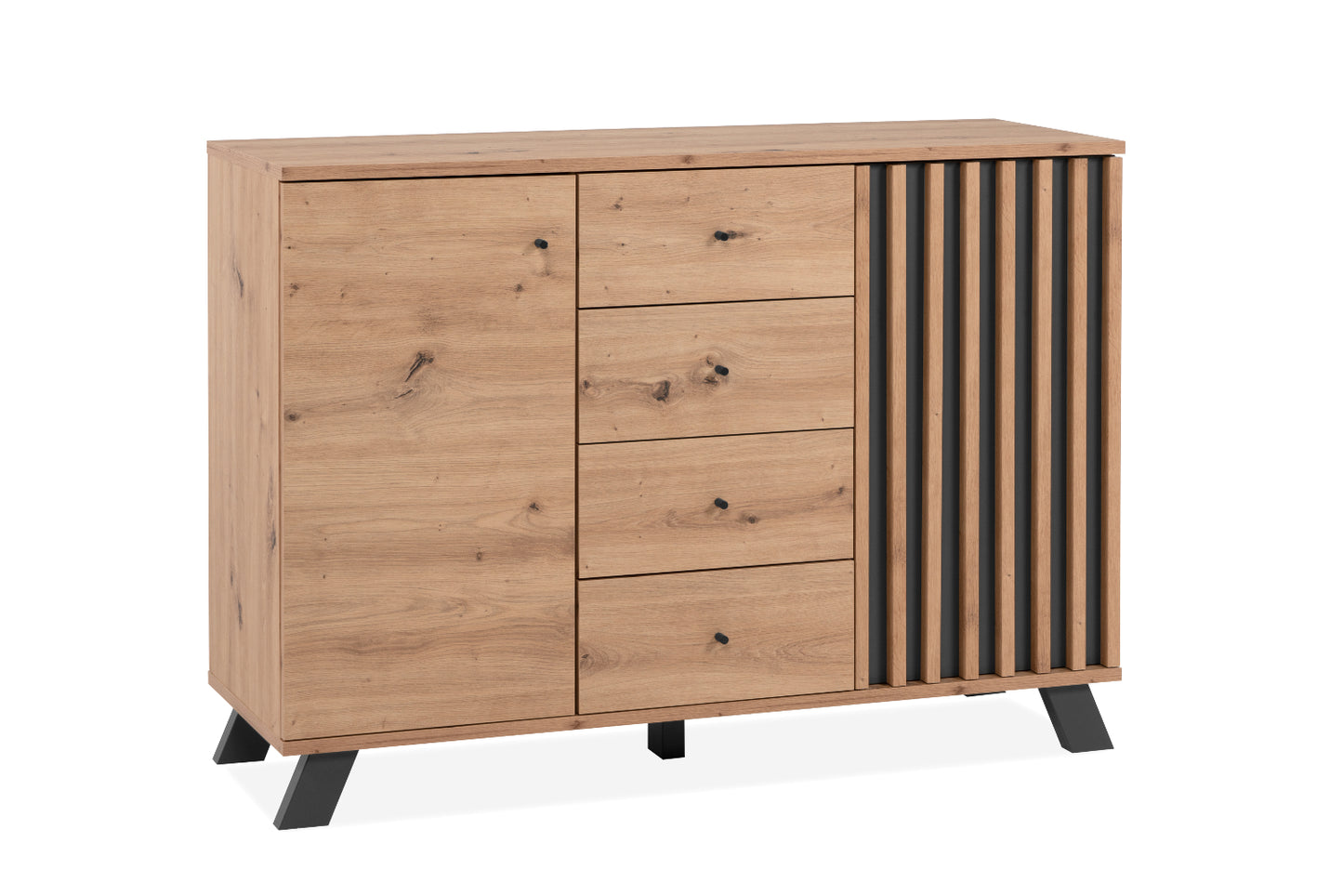 Finori Kombikommode Medan 01 B Artisan-Oak/Anthrazit mit Lamelenelementen ca. B/H/T 118 x 85 x 40 cm