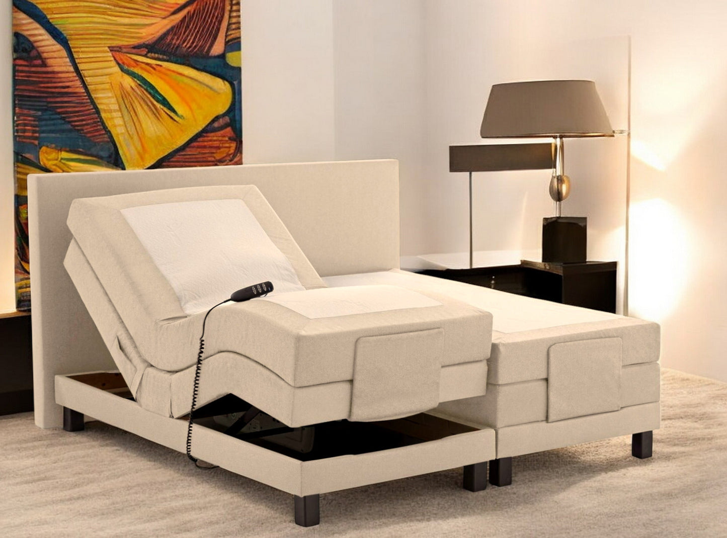 Boxspringbett KS Savanne E, Elektrisches Komfortbett mit Motor, inkl. Lieferung und Montage