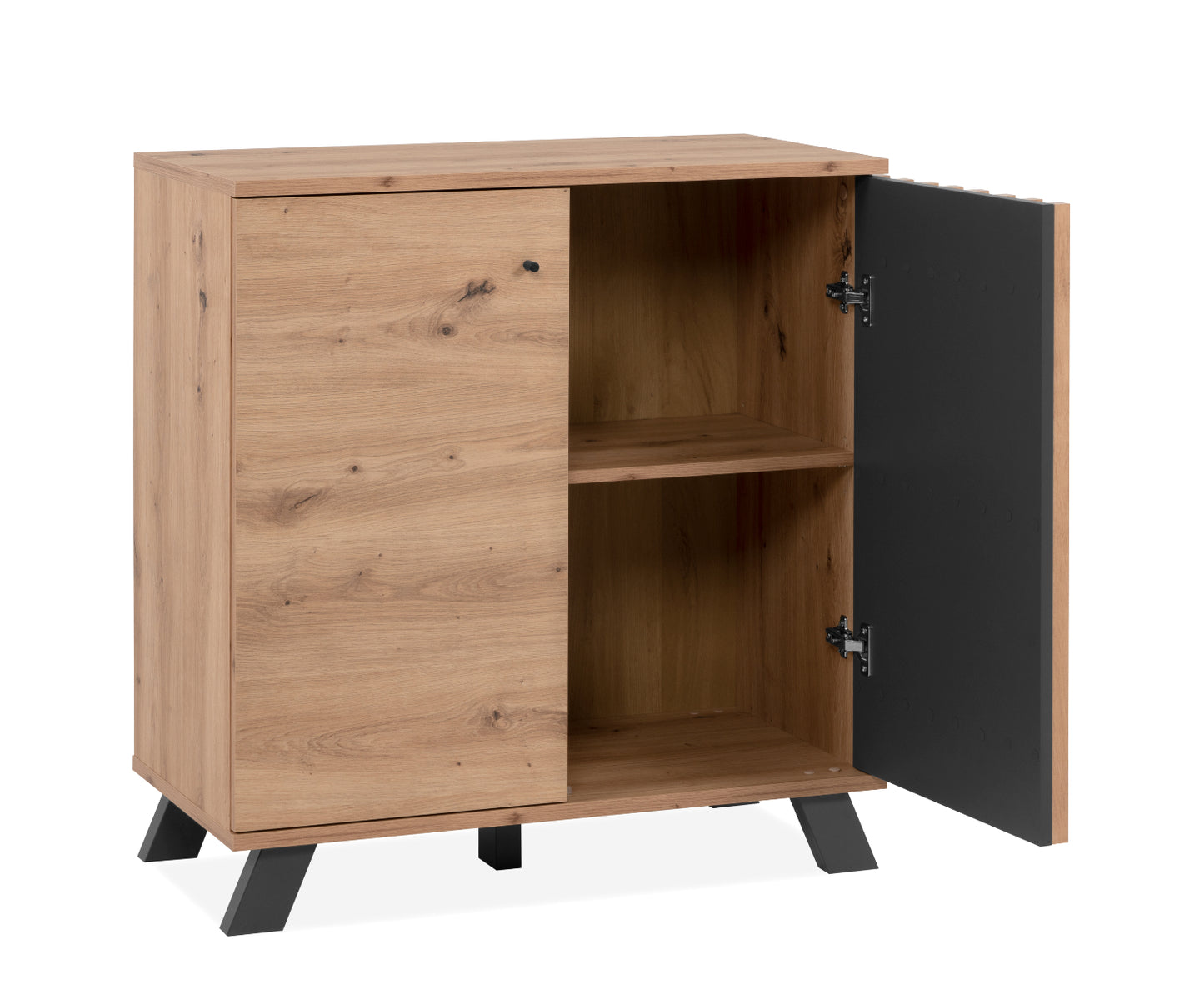 Finori Kommode Medan 01 D Artisan-Oak/Anthrazit mit Lamelenelementen ca. B/H/T 80 x 85 x 40 cm