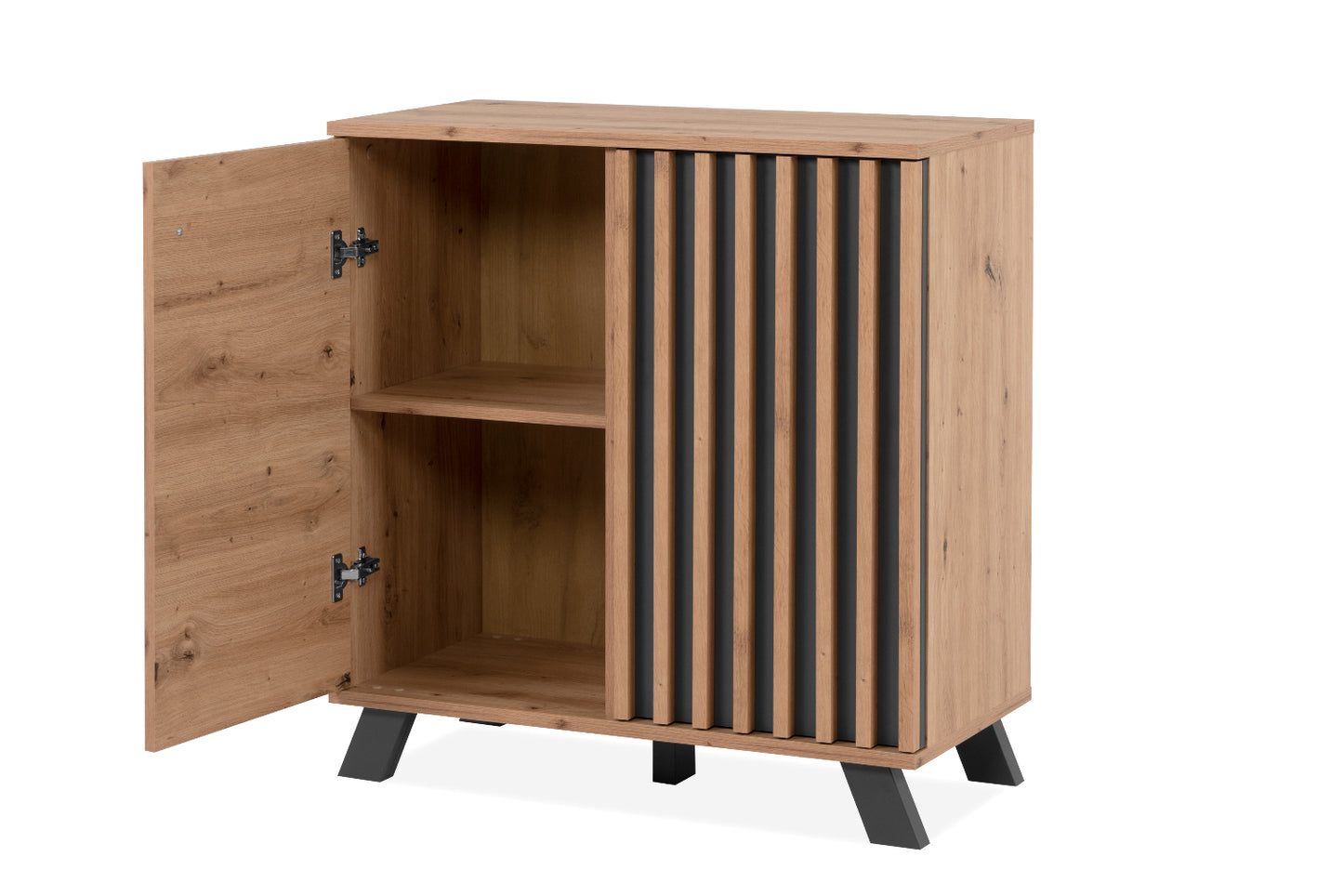 Finori Kommode Medan 01 D Artisan-Oak/Anthrazit mit Lamelenelementen ca. B/H/T 80 x 85 x 40 cm